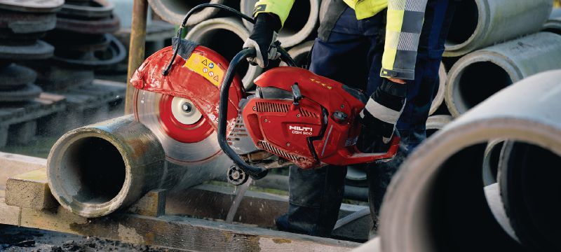 DSH 900-X Petrol cut-off saw Powerful rear-handle hand-held 87 cc petrol saw with auto-choke – cutting depth up to 150 mm Applications 1