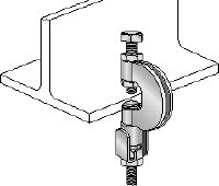 MQT-G Beam clamp Galvanised beam clamp for fastening threaded rods to sloping steel girders