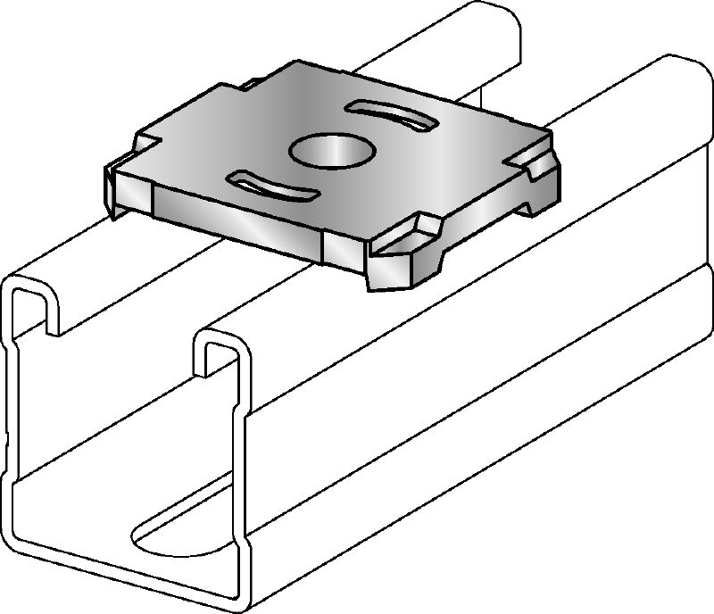 MQZ-L-F Bored plate Hot-dip galvanised (HDG) bored plate for trapeze assembly and anchoring