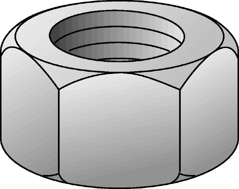 HDG grade 8 hexagon nut DIN 934 Hot-dip galvanised (HDG) grade 8 hexagon nut corresponding to DIN 934