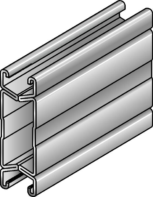 MQ-124X D-F C-Channel profile hot-dip galvanised (HDG) unslotted double C-Channel profile for medium/heavy-duty applications