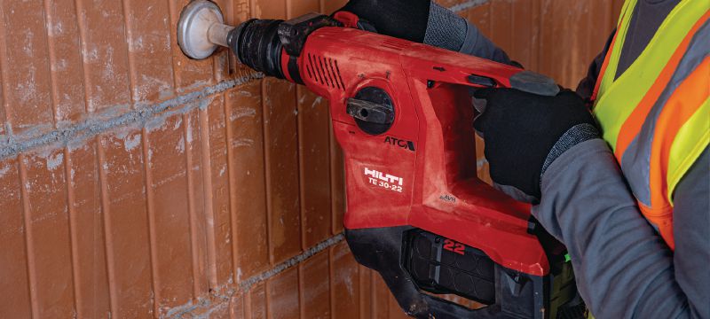 TE 30-22 Cordless rotary hammer Powerful cordless SDS Plus (TE-C) rotary hammer with Active Vibration Reduction and Active Torque Control for concrete drilling and chiselling (Nuron battery platform) Applications 1