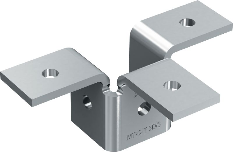 MT-C-T 3D/3 Wing fitting Triple wing fitting for connecting four strut channels in a 3D structure