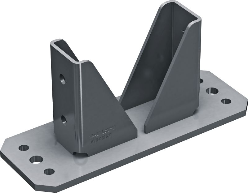MT-B-O2B 60D OC medium-duty baseplate Base connector for anchoring MT-60D double strut channel to concrete in outdoor, low pollution environments