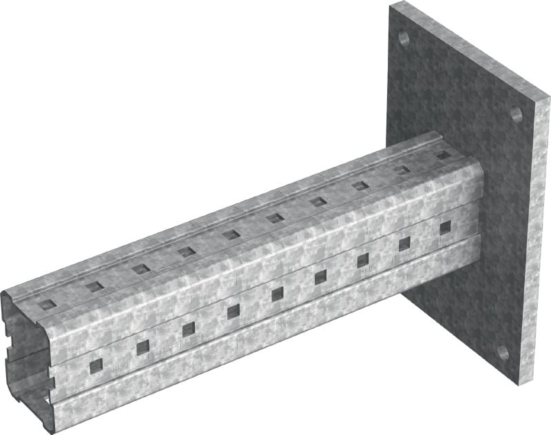 MIC-C120-DH bracket hot-dip galvanised (HDG) box profile bracket for connections to concrete in heavy-duty applications