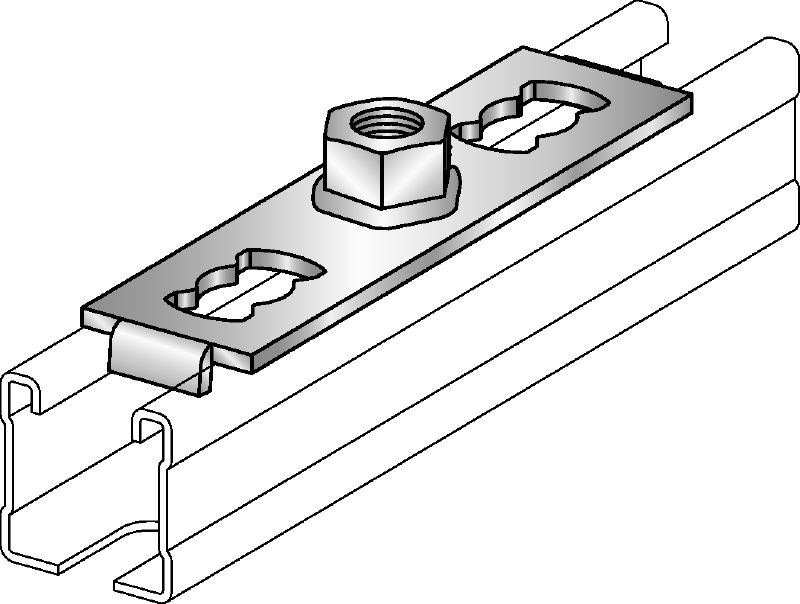 MQG-2 Galvanised base plate for connecting threaded components to MQ strut channels