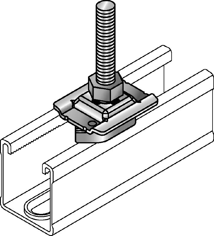 MM-ST Galvanised preassembled pipe clamp saddle for quick connection to MM strut channels