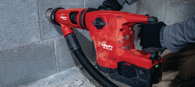 TE 60-22 Cordless rotary hammer Powerful and cordless SDS Max (TE-Y) rotary hammer with Active Vibration Reduction and Active Torque Control for heavy-duty concrete drilling and chiseling (Nuron) Applications 1