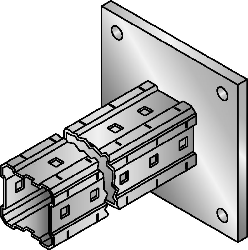 MIC-C90-DH bracket hot-dip galvanised (HDG) box profile bracket for connections to concrete in heavy-duty applications