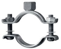 MP-M-F Standard hot-dip galvanised (HDG) pipe clamp without sound inlay for heavy-duty piping applications (metric)