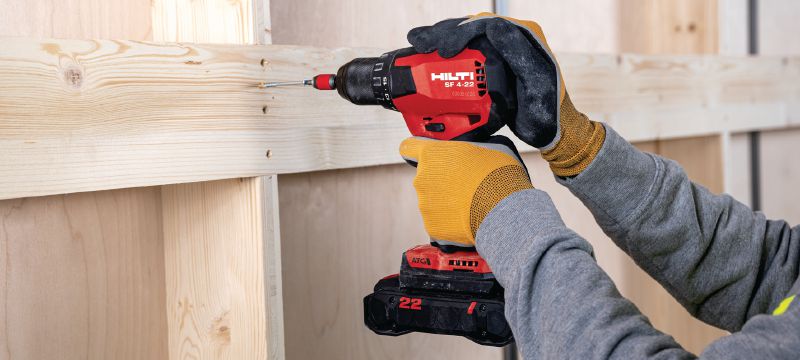 SF 4-22 Cordless drill driver Compact-class cordless drill driver with Active Torque Control for everyday drilling and driving, especially in hard-to-reach places (Nuron battery platform) Applications 1