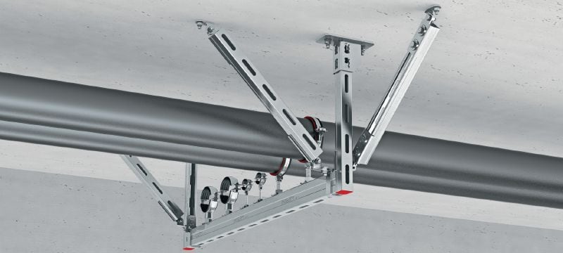 MQS-W Channel connector Galvanised pre-assembled strut channel connector for use in braced MQ channel trapezes for seismic applications Applications 1